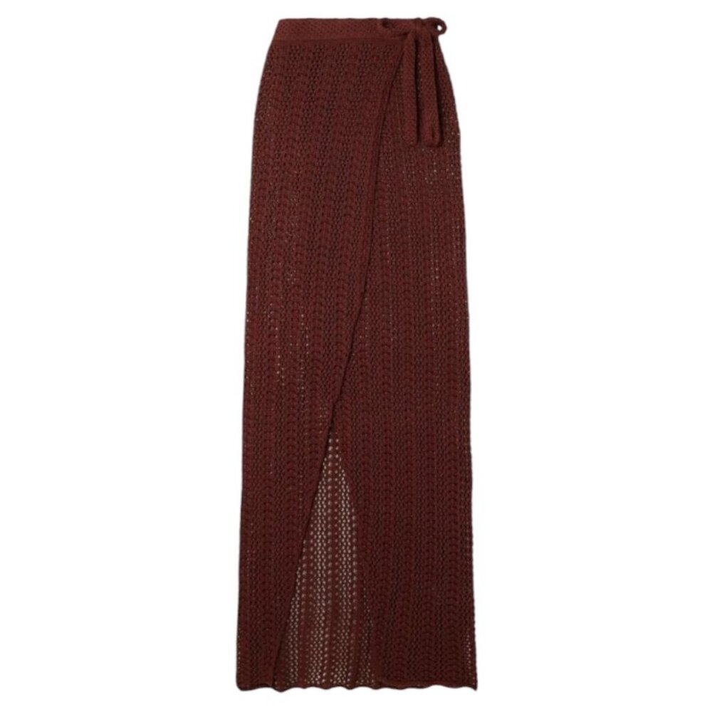 NWT Brown Savannah Morrow Kirra Crochet Cotton Maxi Wrap Skirt - Medium/Large
